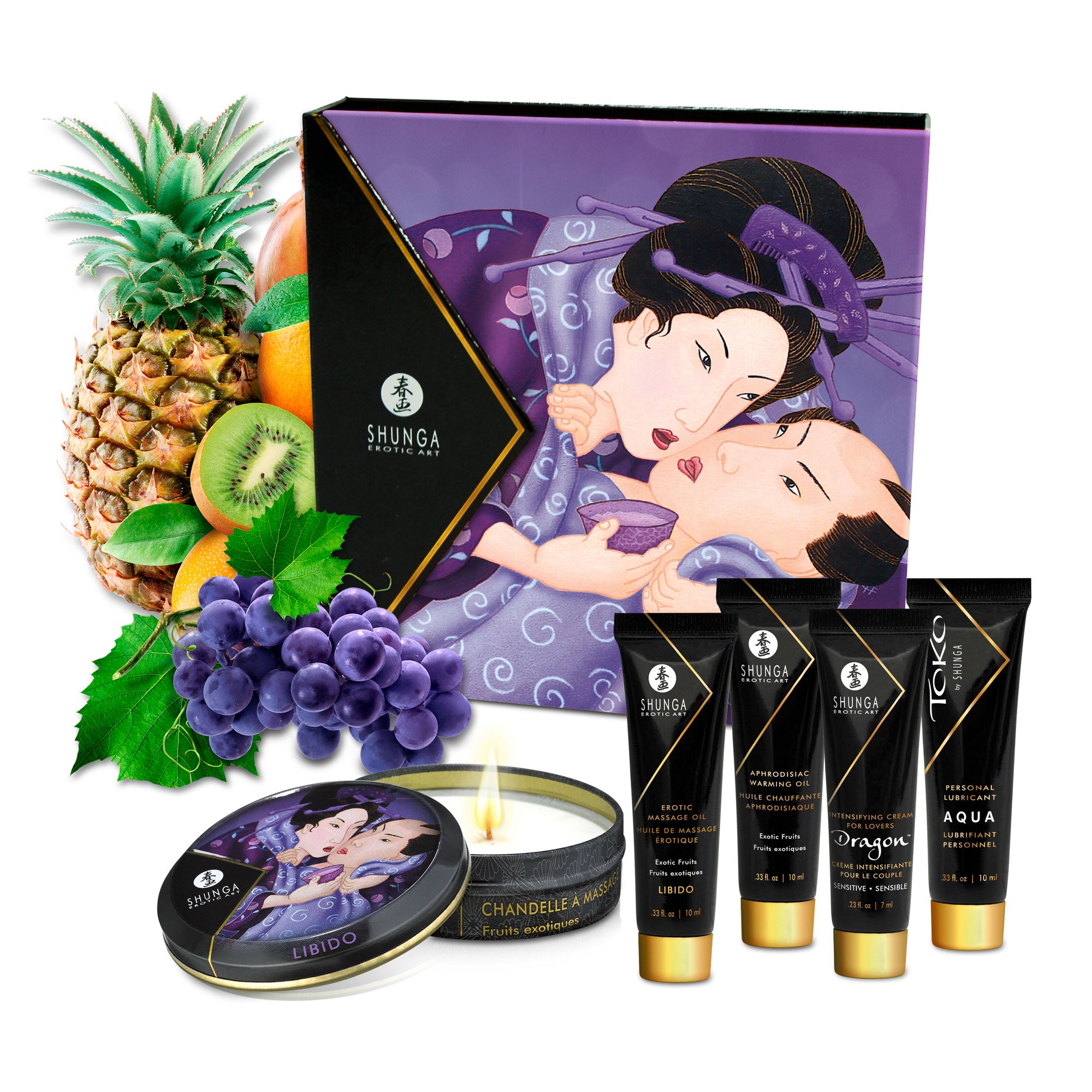 Coffret Erotique Shunga - Ensemble secret geisha aux fruits exotiques