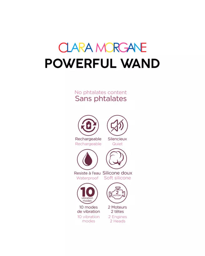 Stimulateur clitoridien Powerful Wand Bordeaux de Clara Morgane