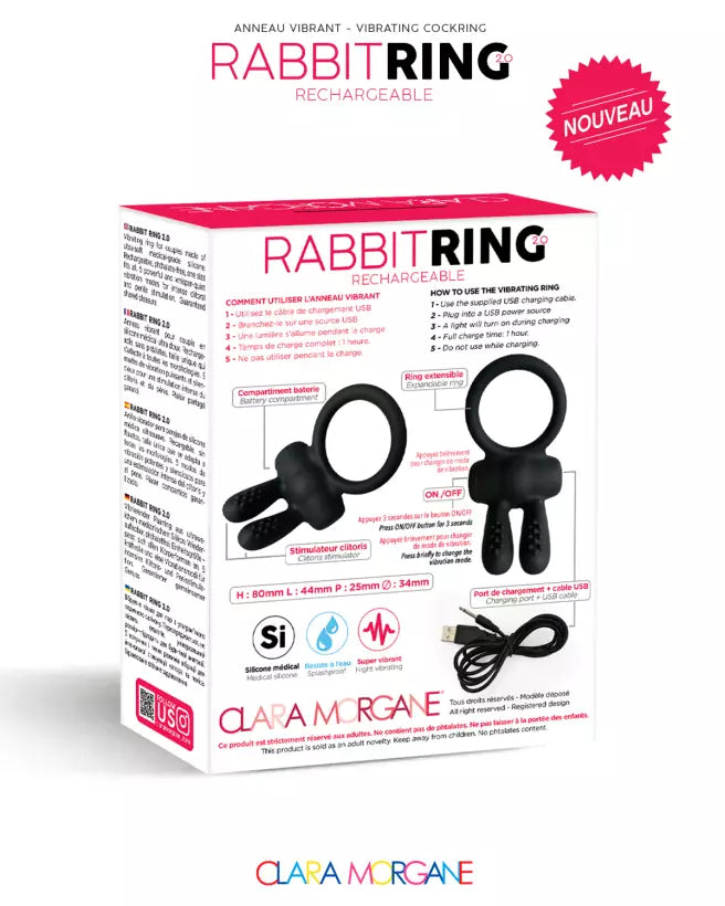 Rabbit Ring Rechargeable Noir de Clara Morgane