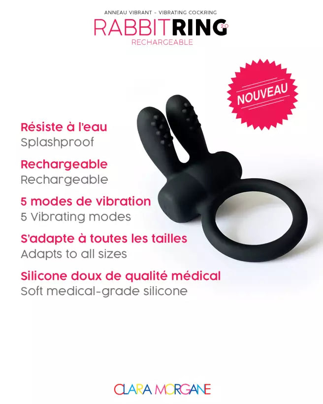 Rabbit Ring Rechargeable Noir de Clara Morgane