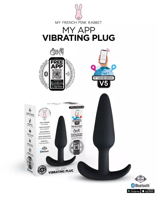 Plug Vibrant Noir Connecté Avec Application - My App Vibrating Plug