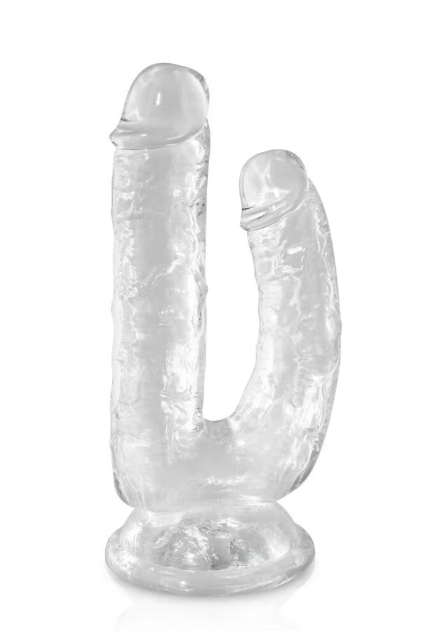 Double gode ventouse transparent en jelly