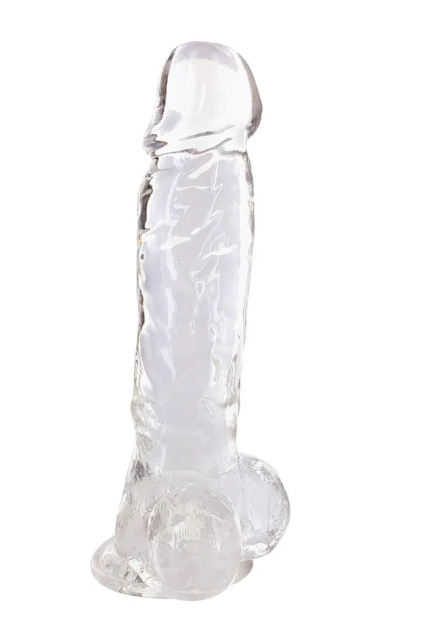 Gode ventouse réaliste en jelly transparent 22cm