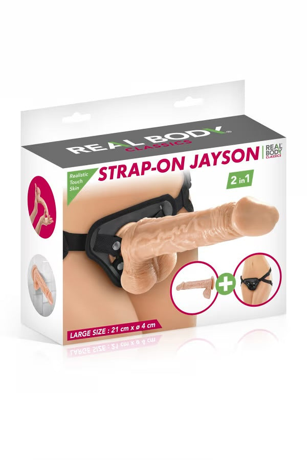 Strap-On, gode ceinture avec harnais réglable Real Body (3 tailles)